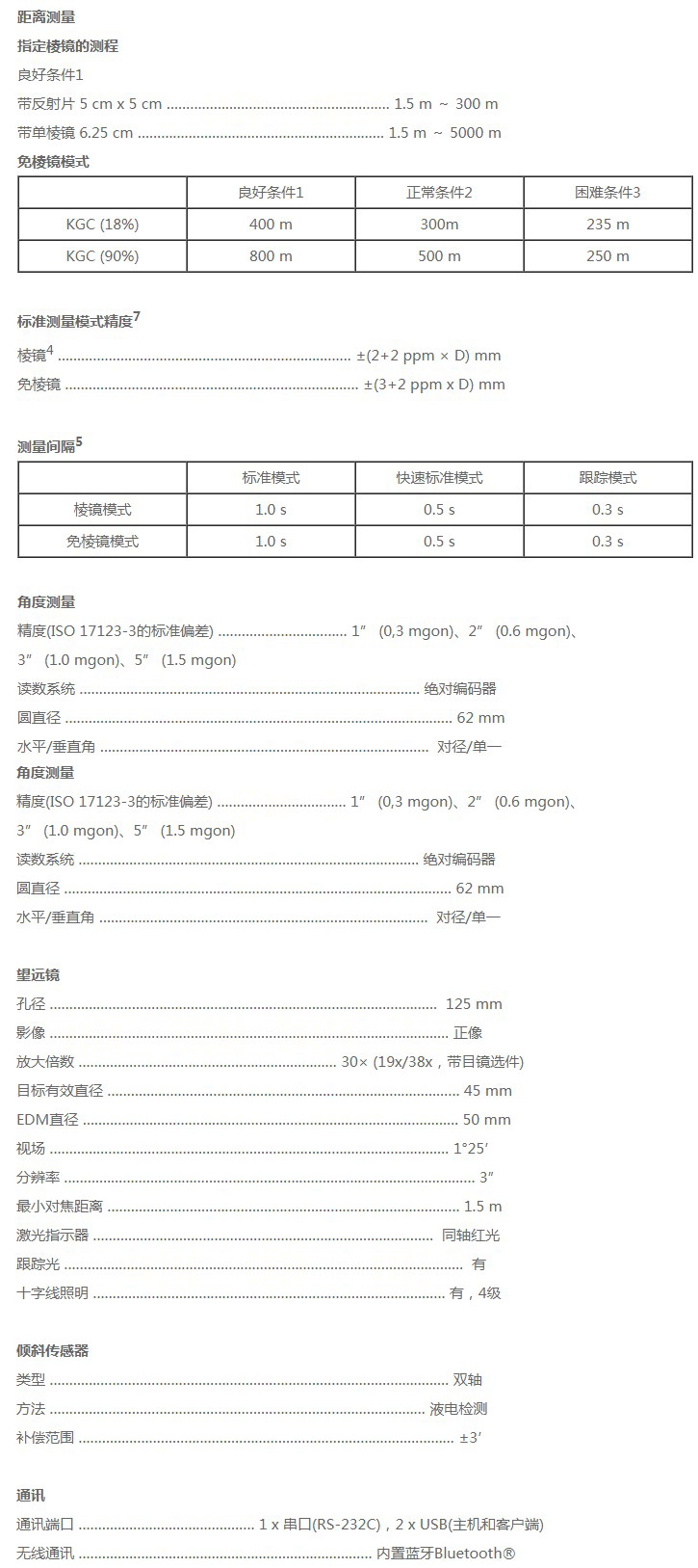 天寶c5全站儀參數(shù)1